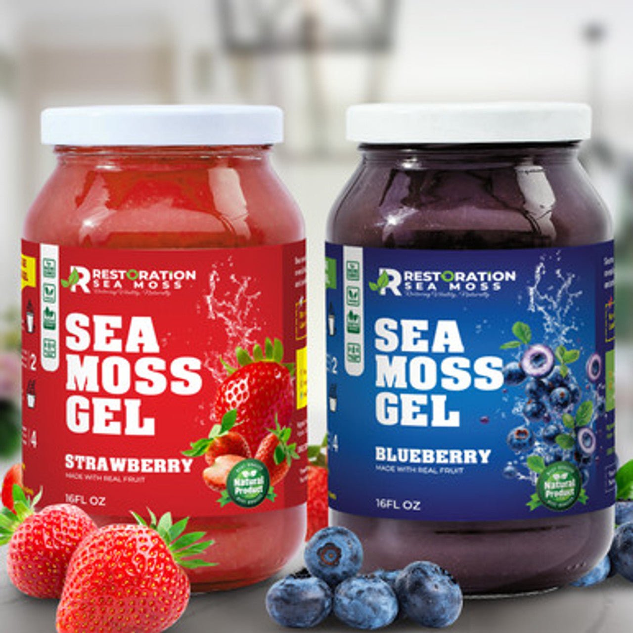 Strawberry & Blueberry Sea Moss Gels Pack - Restoration Sea Moss