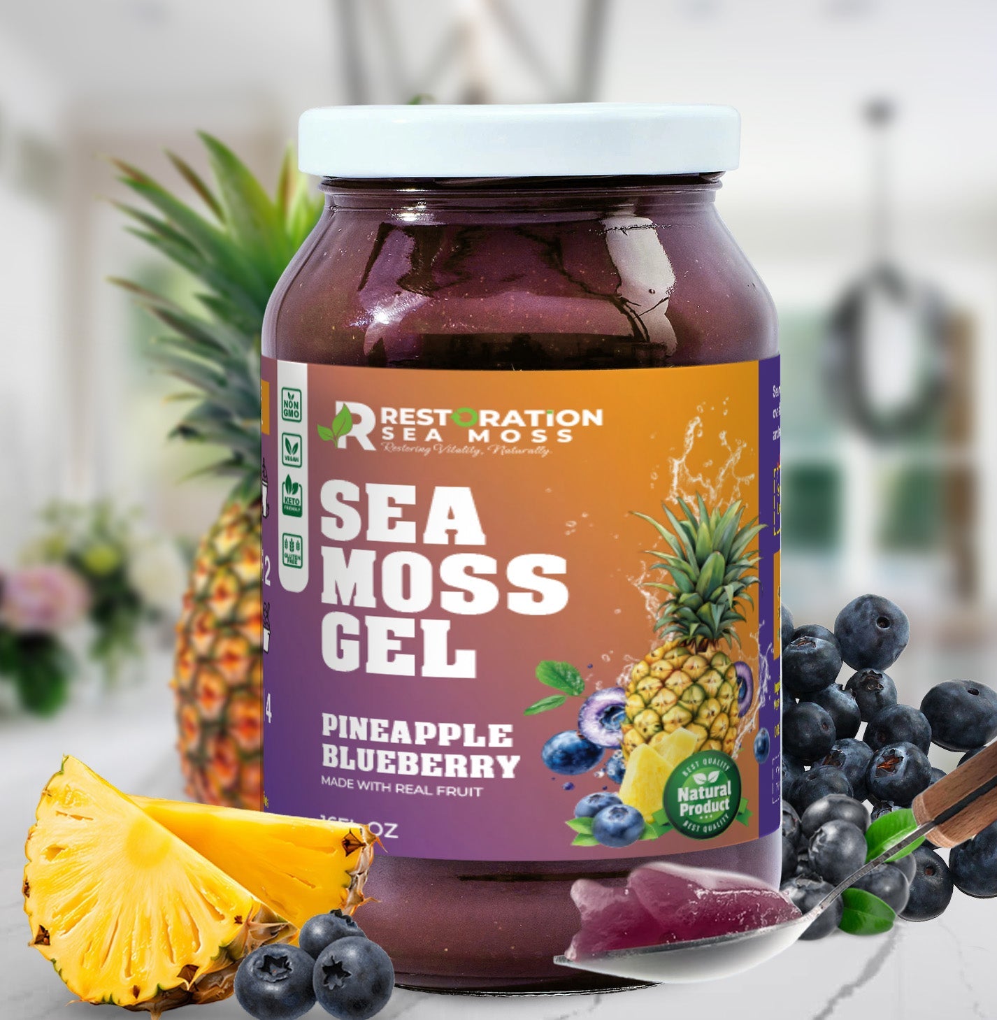Pineapple Blueberry Sea Moss Gel - Restoration Sea Moss