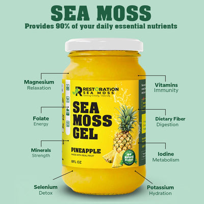 Pineapple Sea Moss Gel - Jamaican Wildcrafted Irish Moss - Restoration Sea Moss