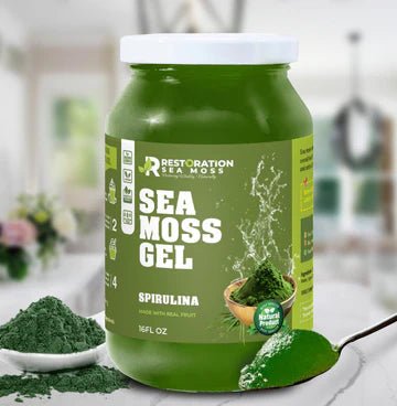 Spirulina Sea Moss Gel - jamaican Irish Moss - Restoration Sea Moss