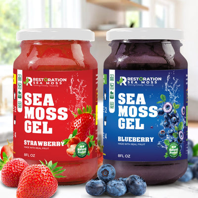 Strawberry & Blueberry Sea Moss Gels Pack - Restoration Sea Moss