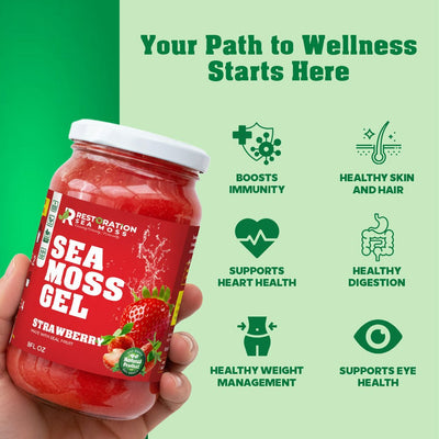 Strawberry, Mango & Pineapple - Blueberry Sea Moss Gels Pack - Restoration Sea Moss