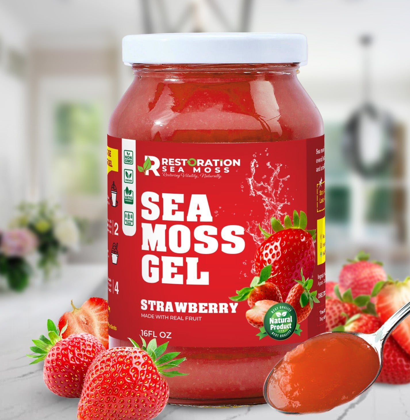 Strawberry Sea Moss Gel - Restoration Sea Moss