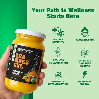 Turmeric Ginger Sea Moss Gel - Jamaican wildcrafted - Restoration Sea Moss
